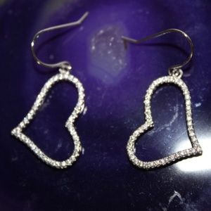 White Sapphire 925 Sterling Silver Heart Earrings